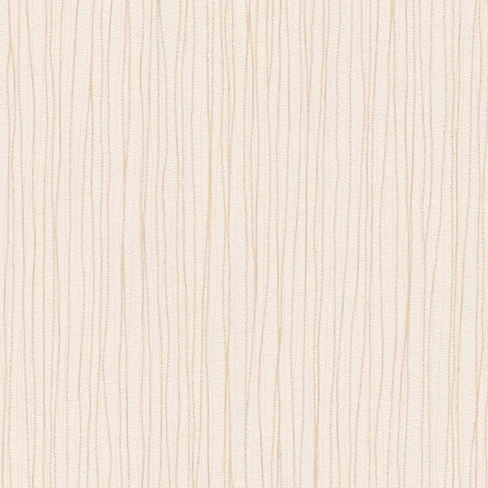             Carta da parati leggera in tessuto non tessuto con design a linee beige e struttura in rilievo
        