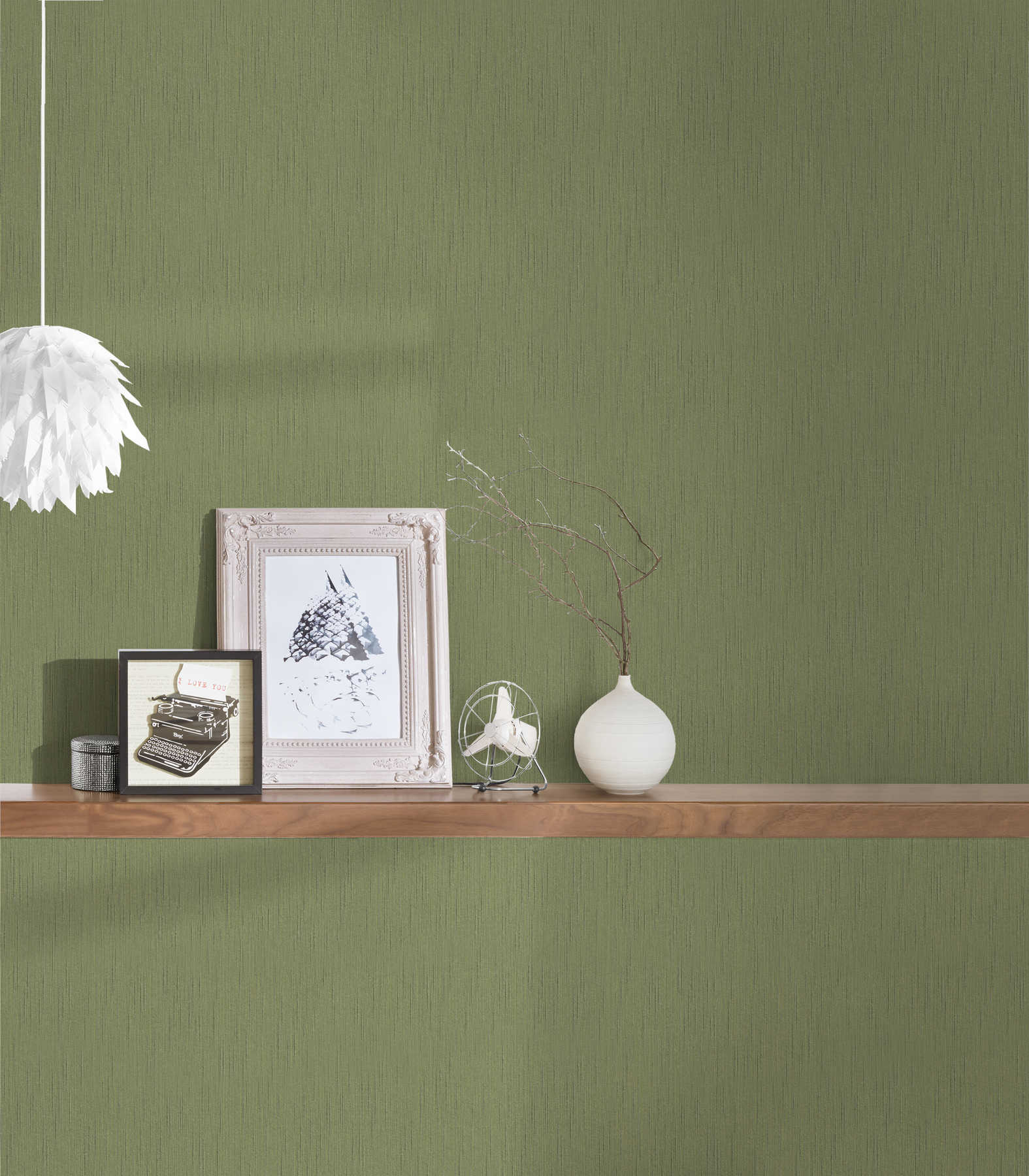             Dark green non-woven wallpaper with mottled texture - green
        
