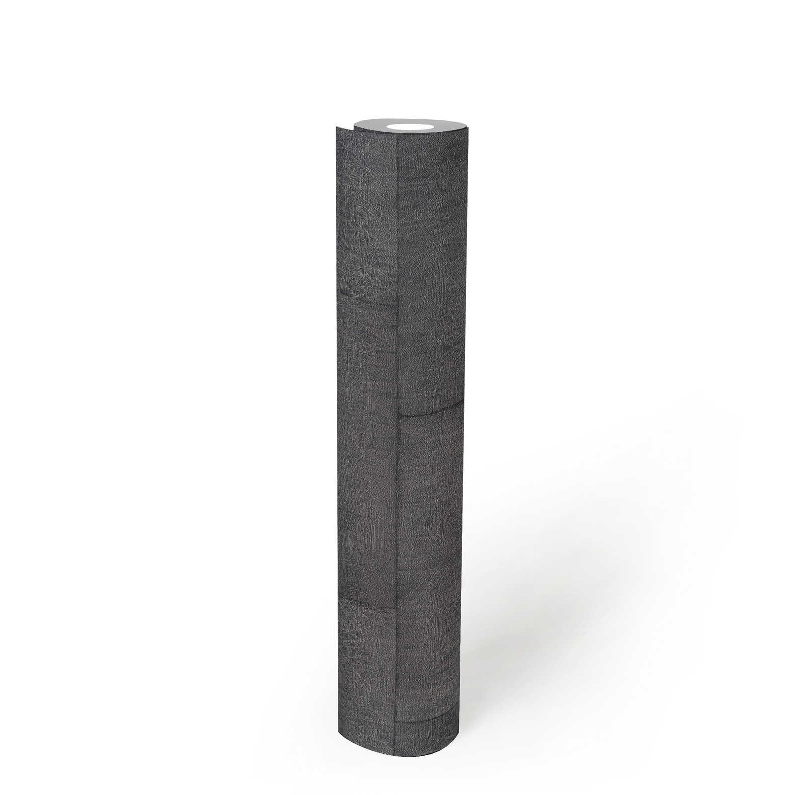             Papier peint maçonnerie avec effet structuré, brillant - gris, noir
        