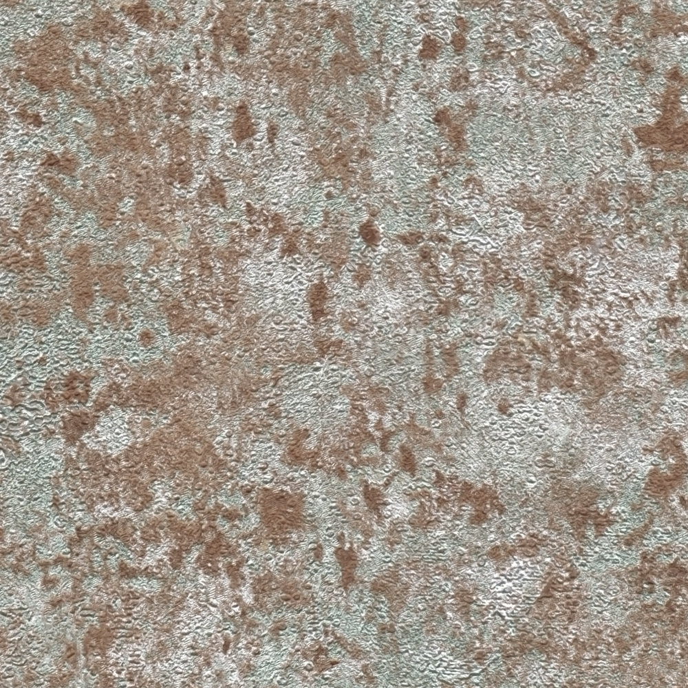             Rust optic non-woven wallpaper with gloss effect - brown, green, silver
        