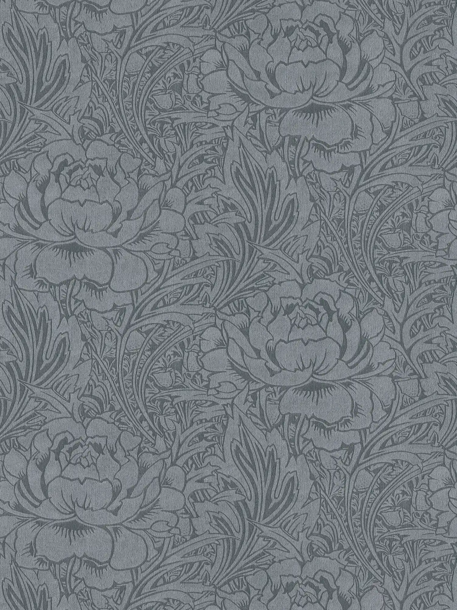 Floral wallpaper grey with floral art nouveau design
