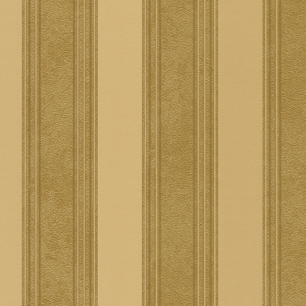             Papier peint doré à rayures avec lignes & effet texturé - Métallique
        