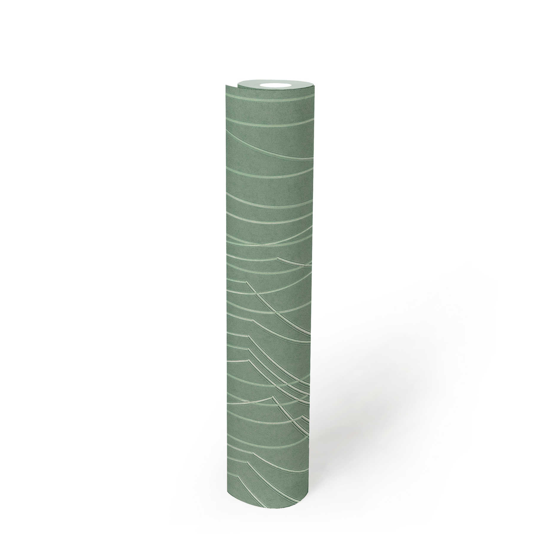             Green non-woven wallpaper with embossed pattern - green
        