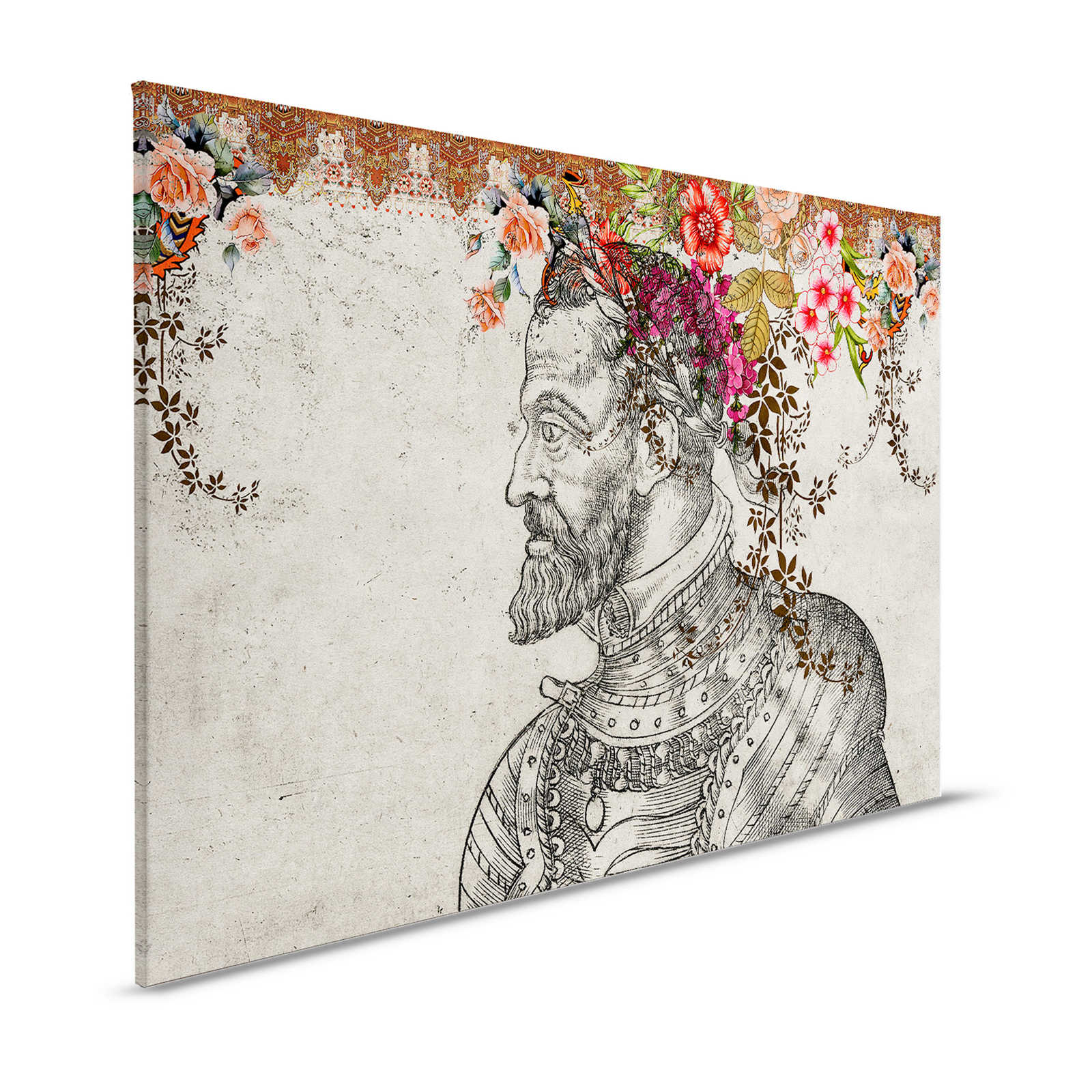 In the Gallery 2 - Canvas painting Historic Sketch & Floral Design - 1.20 m x 0.80 m
