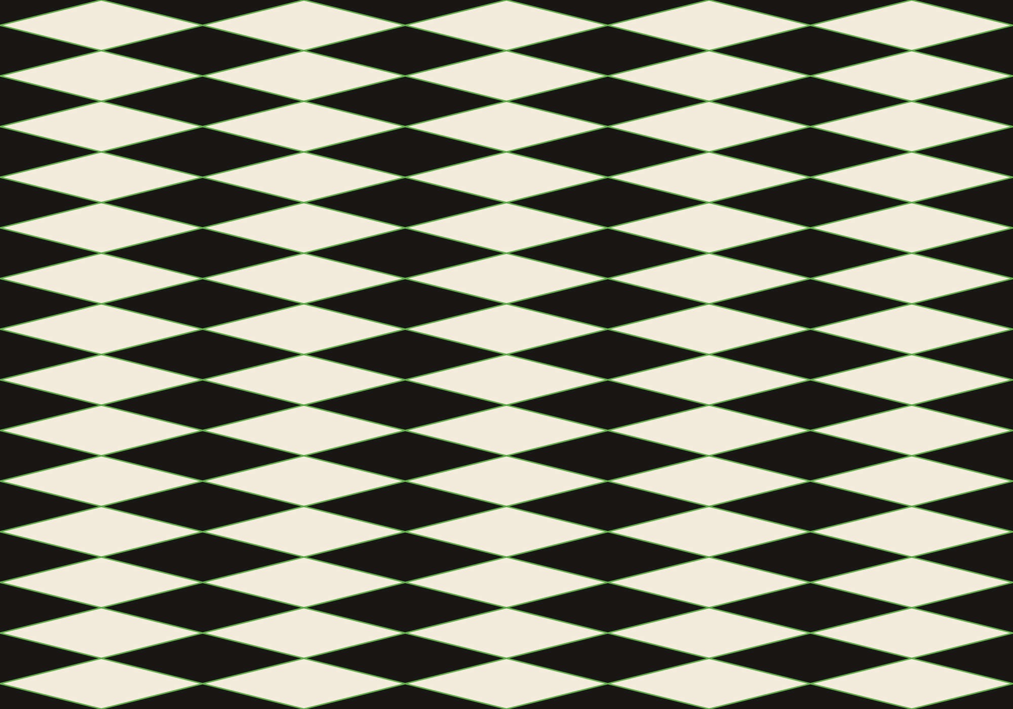            Graphic Wallpaper with Diamonds & Line Patterns - Black, Cream, Green | Premium Smooth Non-woven
        