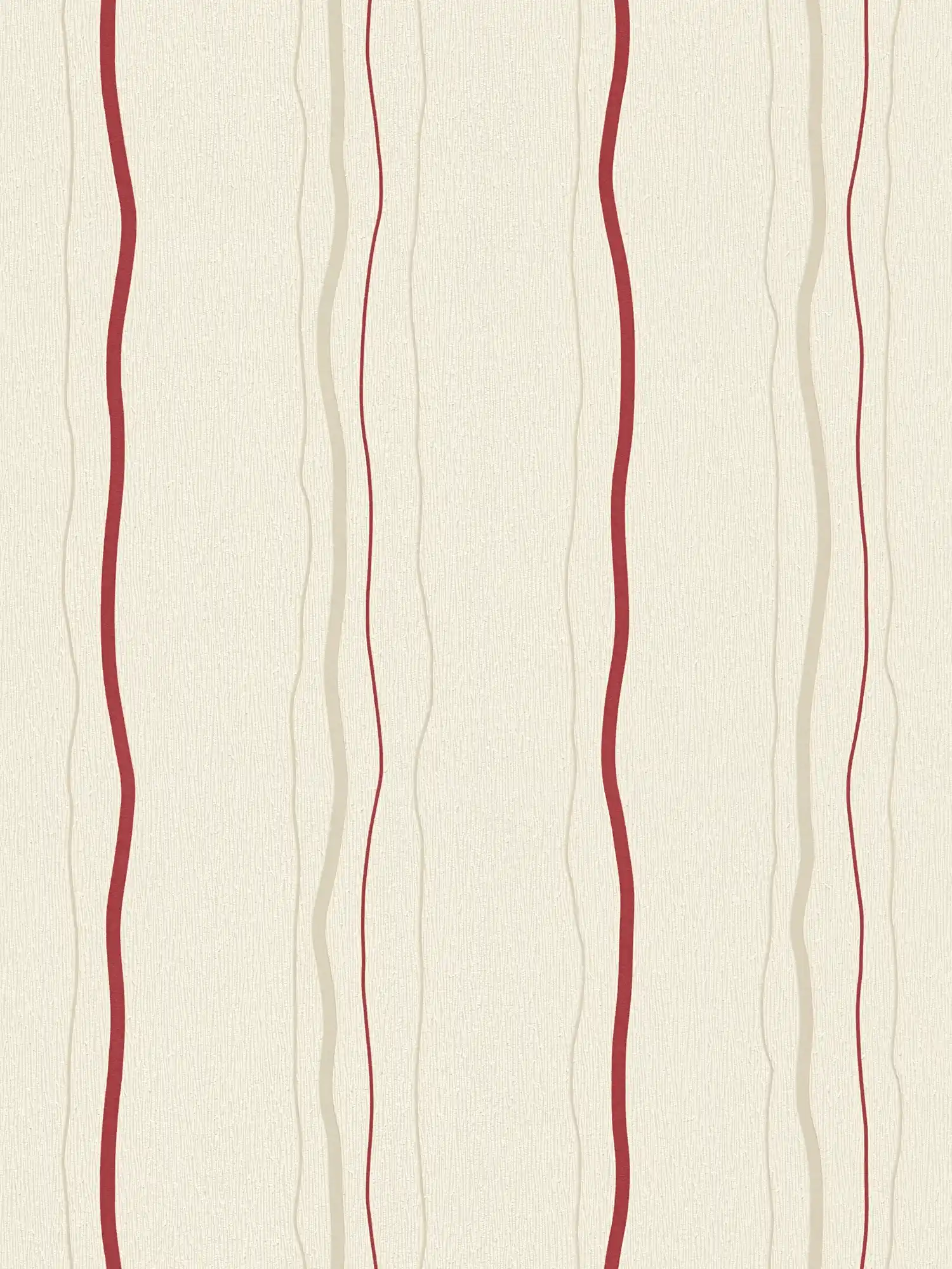 Behang met lijnenspel verticale strepen - crème, rood, beige
