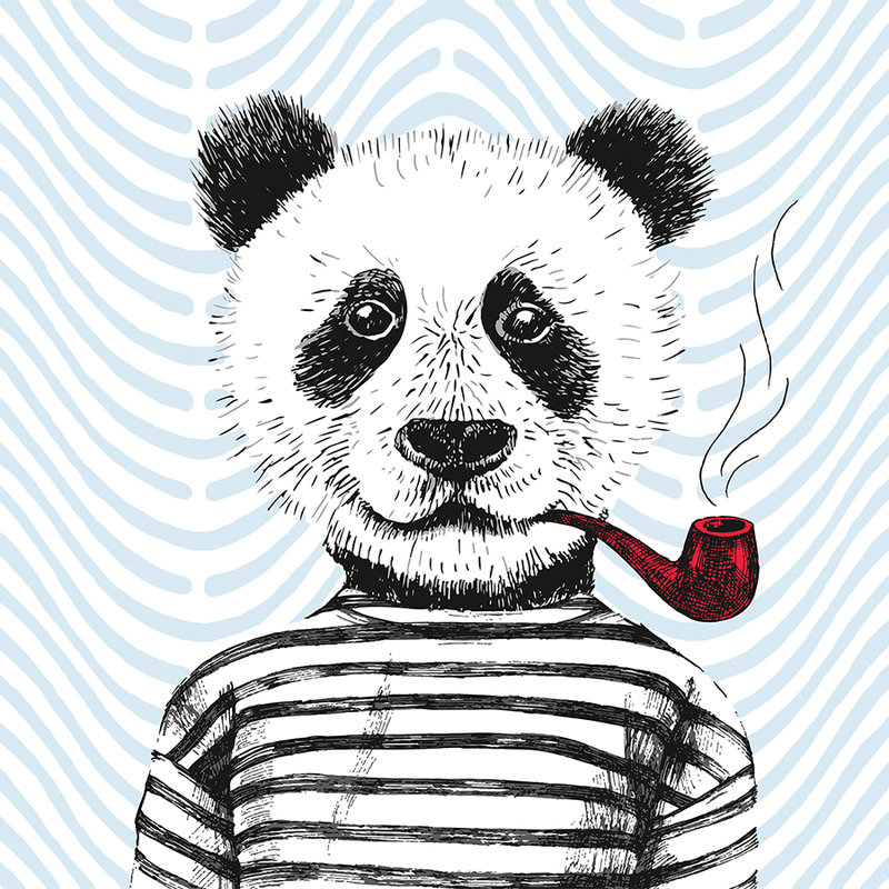         Photo wallpaper cartoon design for Nursery panda motif - blue, red, white
    