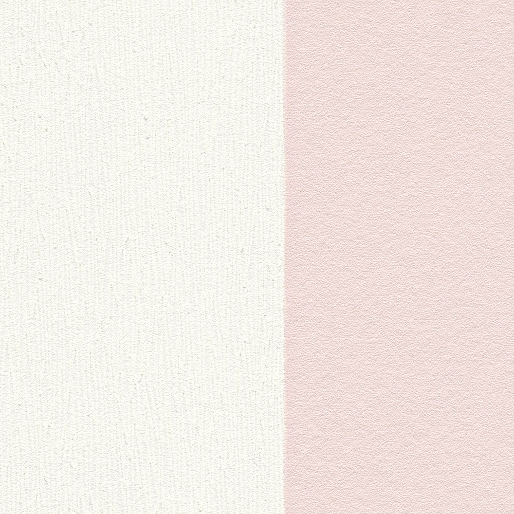             Carta da parati a righe con motivo strutturato, righe a blocchi rosa e bianche
        