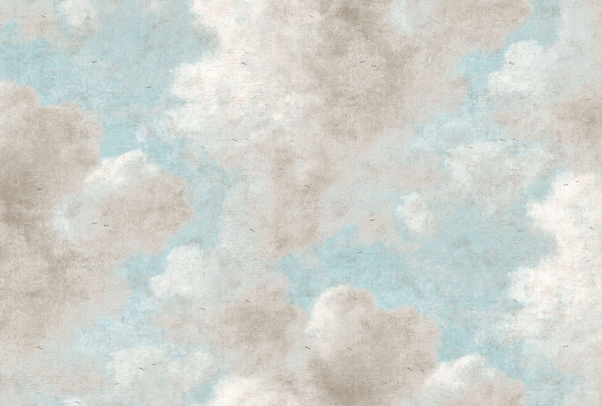             Papier peint panoramique nuages, ciel bleu style peinture à l'huile - gris, bleu
        