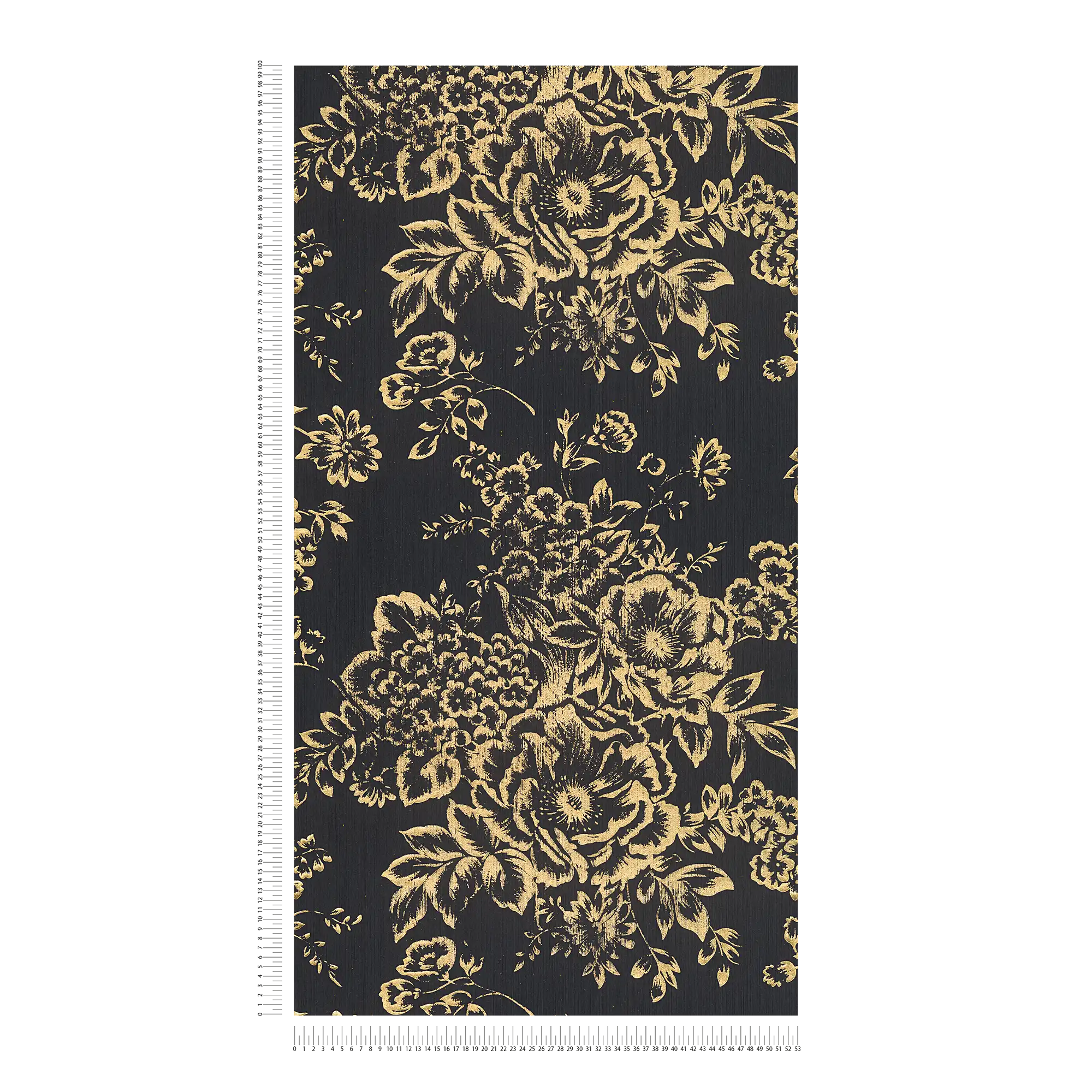             Textuurbehang met gouden bloemenpatroon - goud, zwart
        