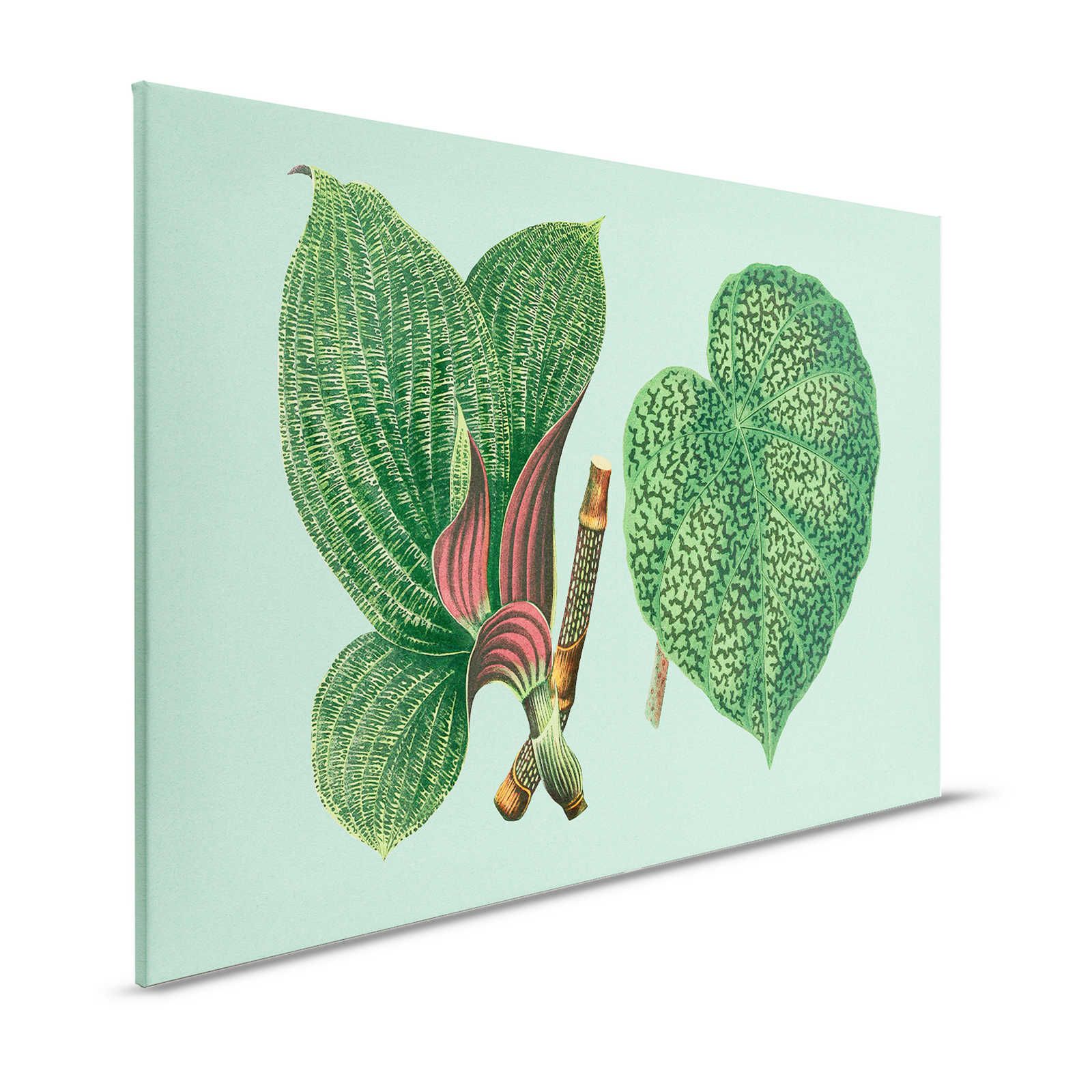 Leaf Garden 2 - Feuilles Tableau sur toile Vert avec plantes tropicales - 1,20 m x 0,80 m
