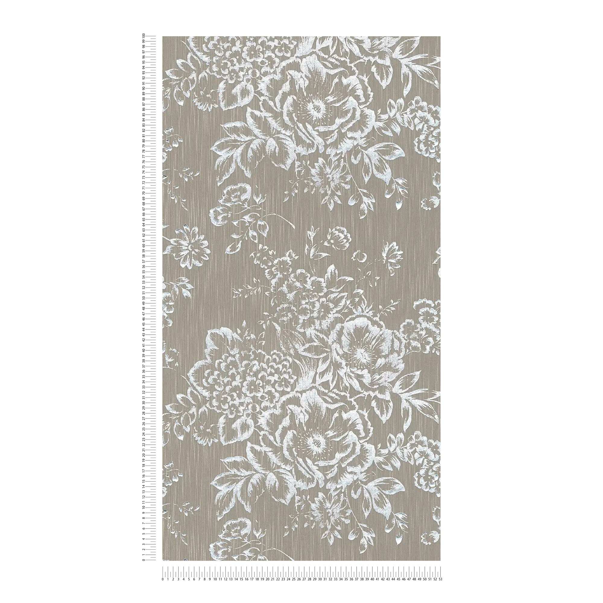             Textuurbehang met zilveren bloemenpatroon - zilver, bruin
        