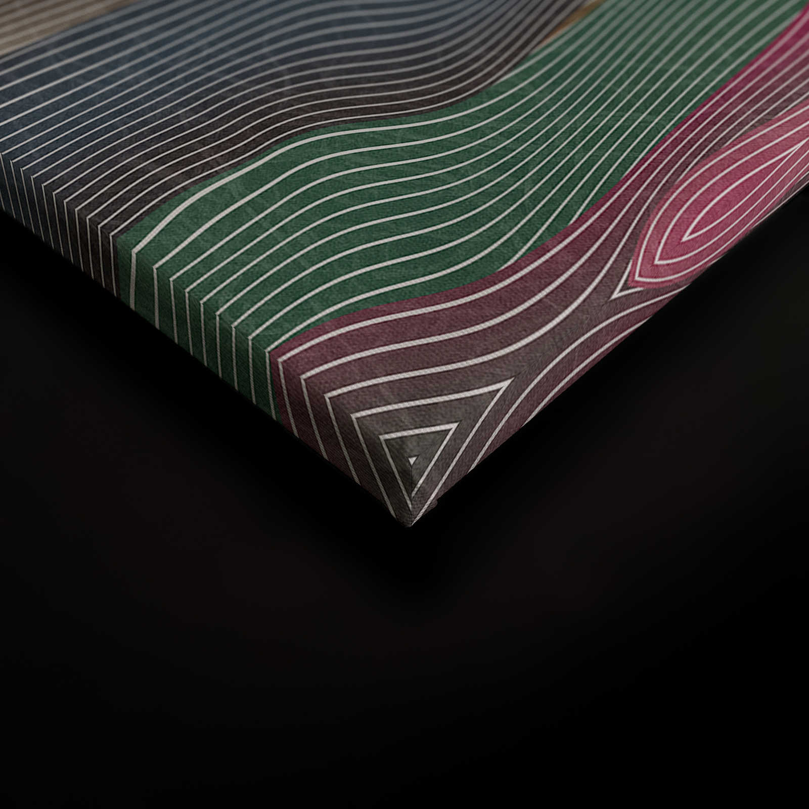             Space 1 - Toile motif vagues rose & vert style rétro - 1,20 m x 0,80 m
        