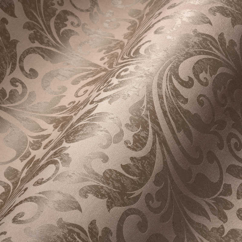            Non-woven wallpaper vines in used style & vintage look - brown
        