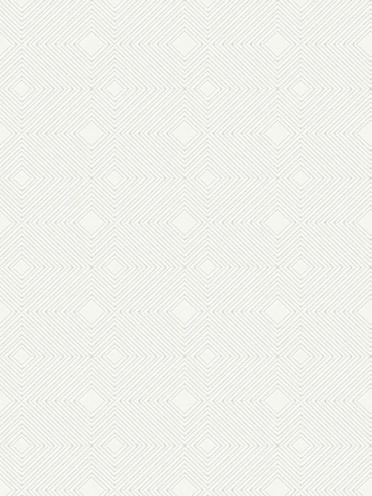 Wallpaper with geometric pattern & metallic effect - white
