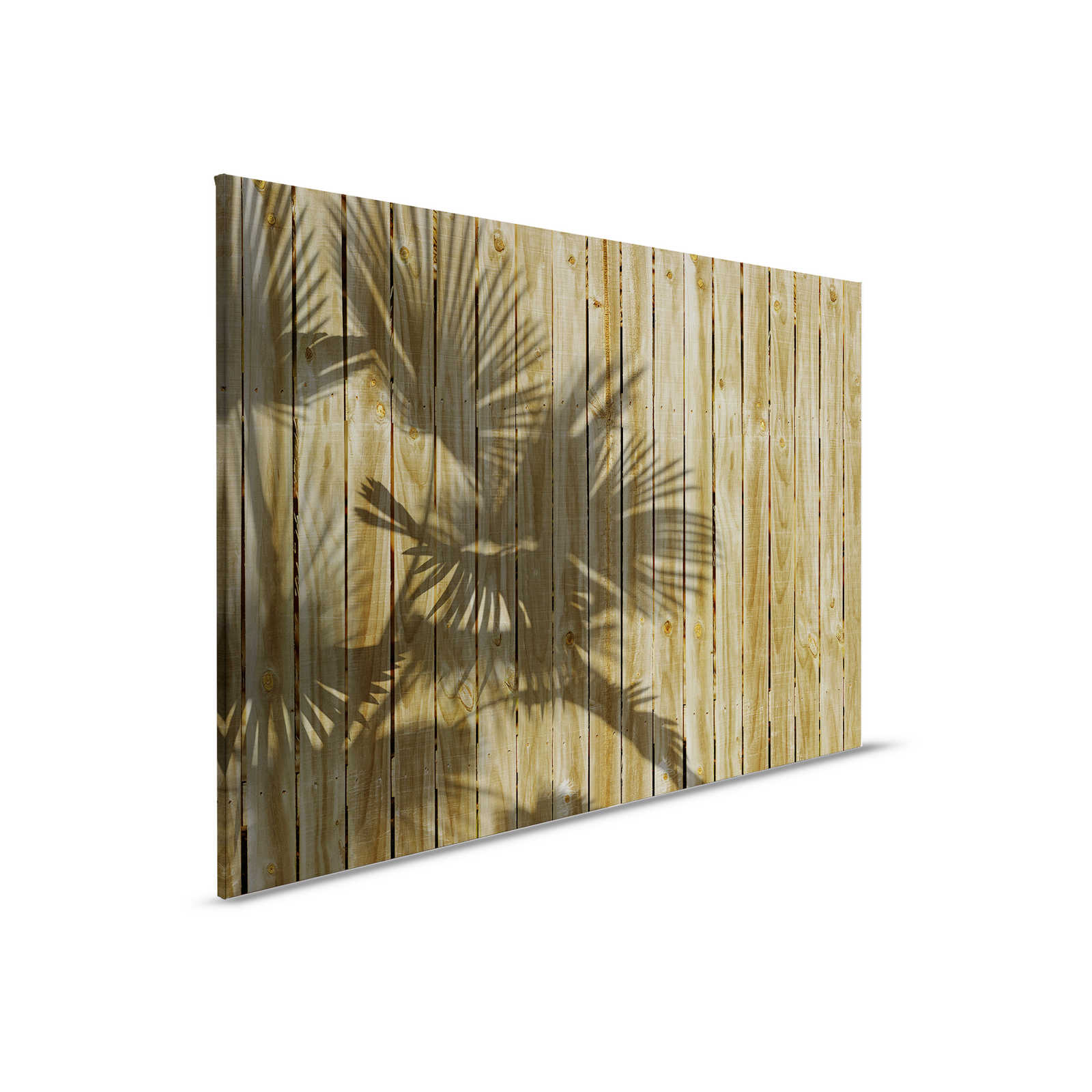         Canvas painting with wood look and palm leaf shade - 0.90 m x 0.60 m
    