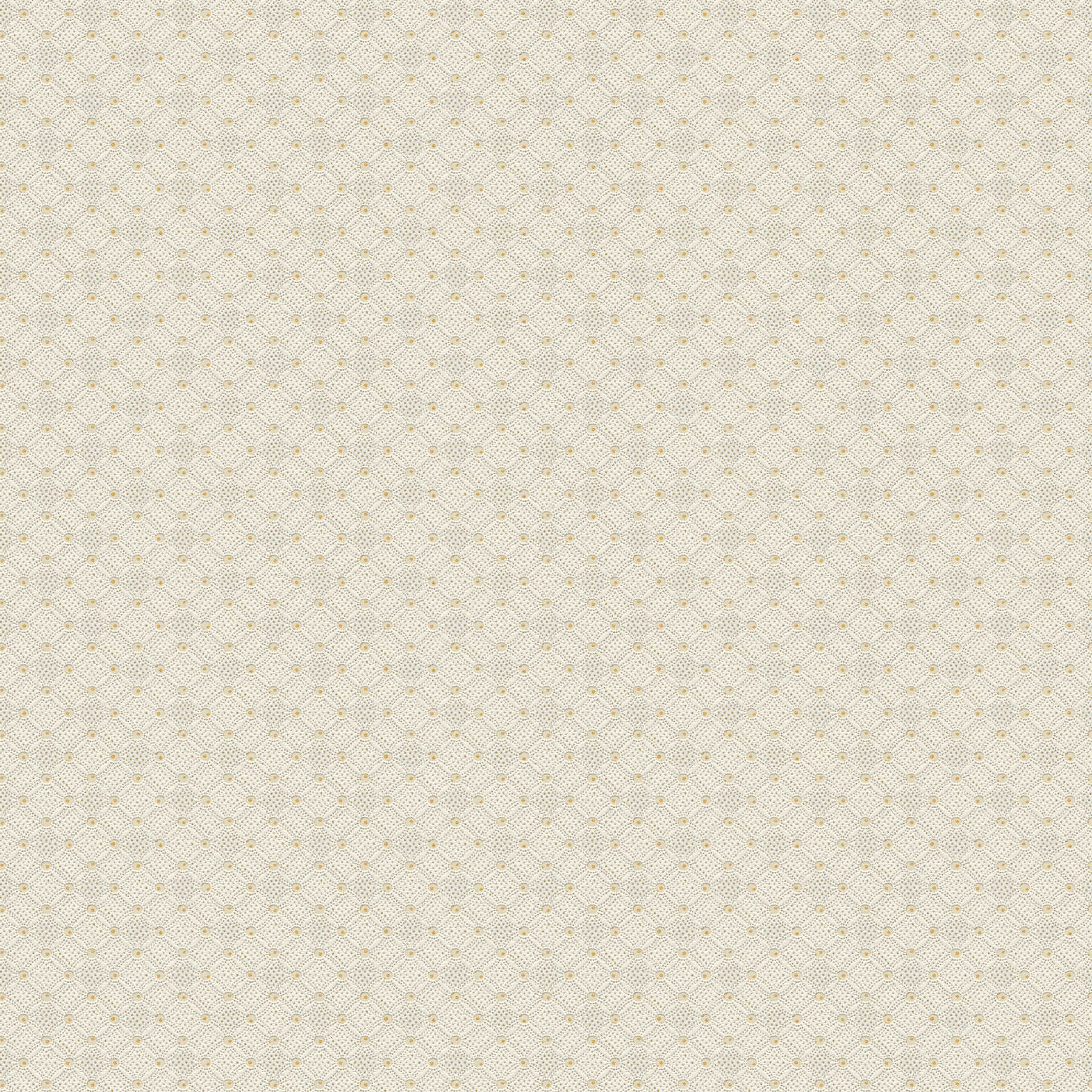 Structured wallpaper with diamond and dots pattern - beige, yellow, cream
