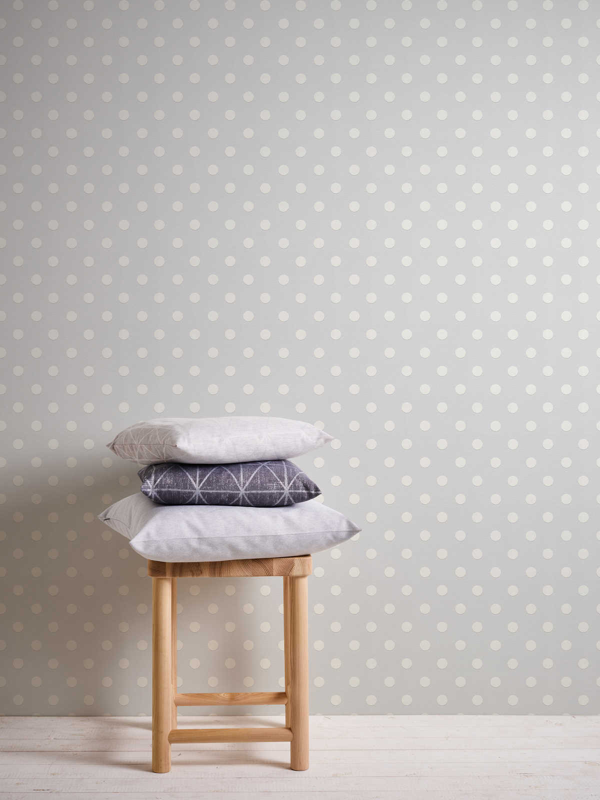             Polka dots design wallpaper - grey, white
        