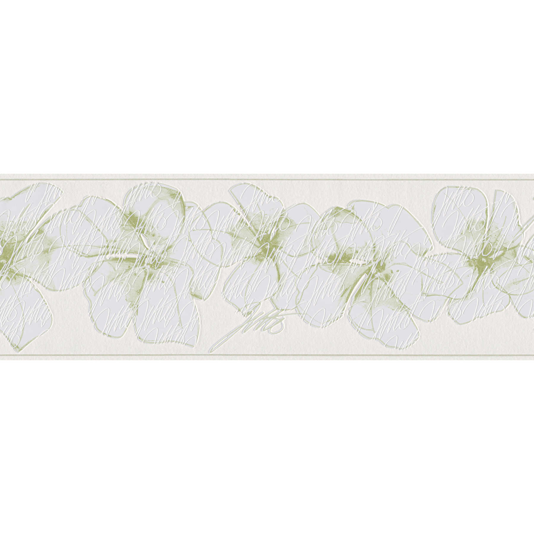         Floral wallpaper border with floral pattern - green, white
    