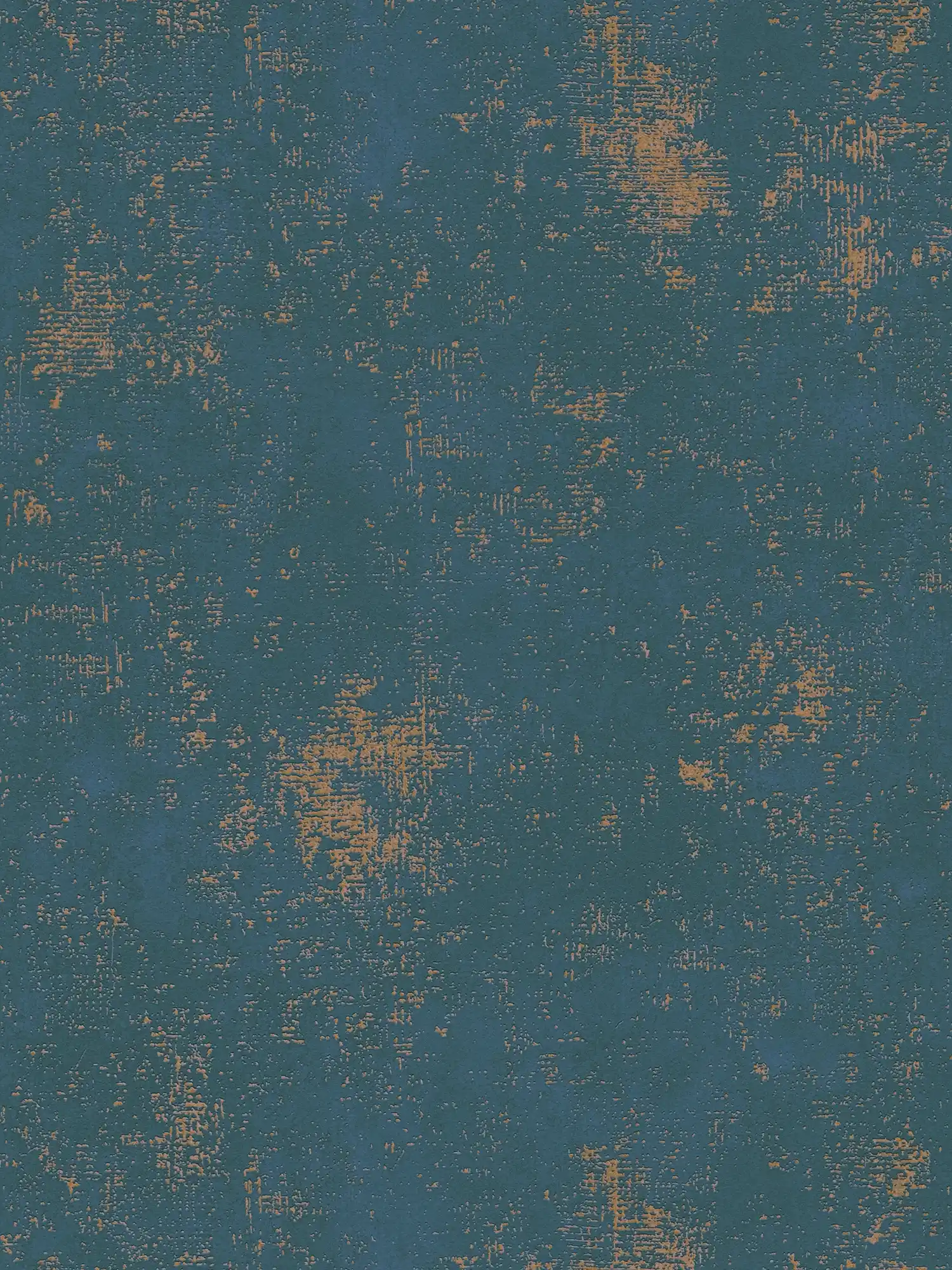 Papier peint bleu avec accent métallique doré et détails structurés

