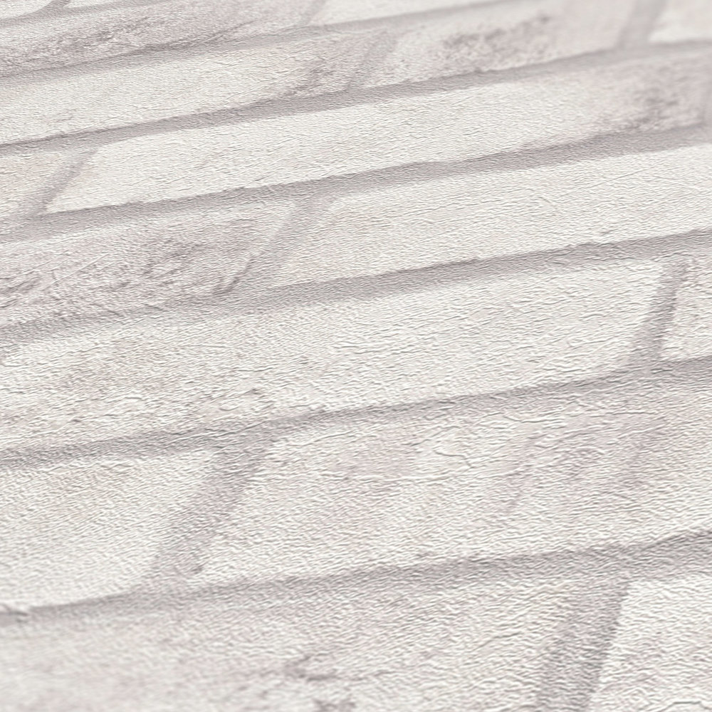             Non-woven wallpaper with brick wall - white, grey, grey
        