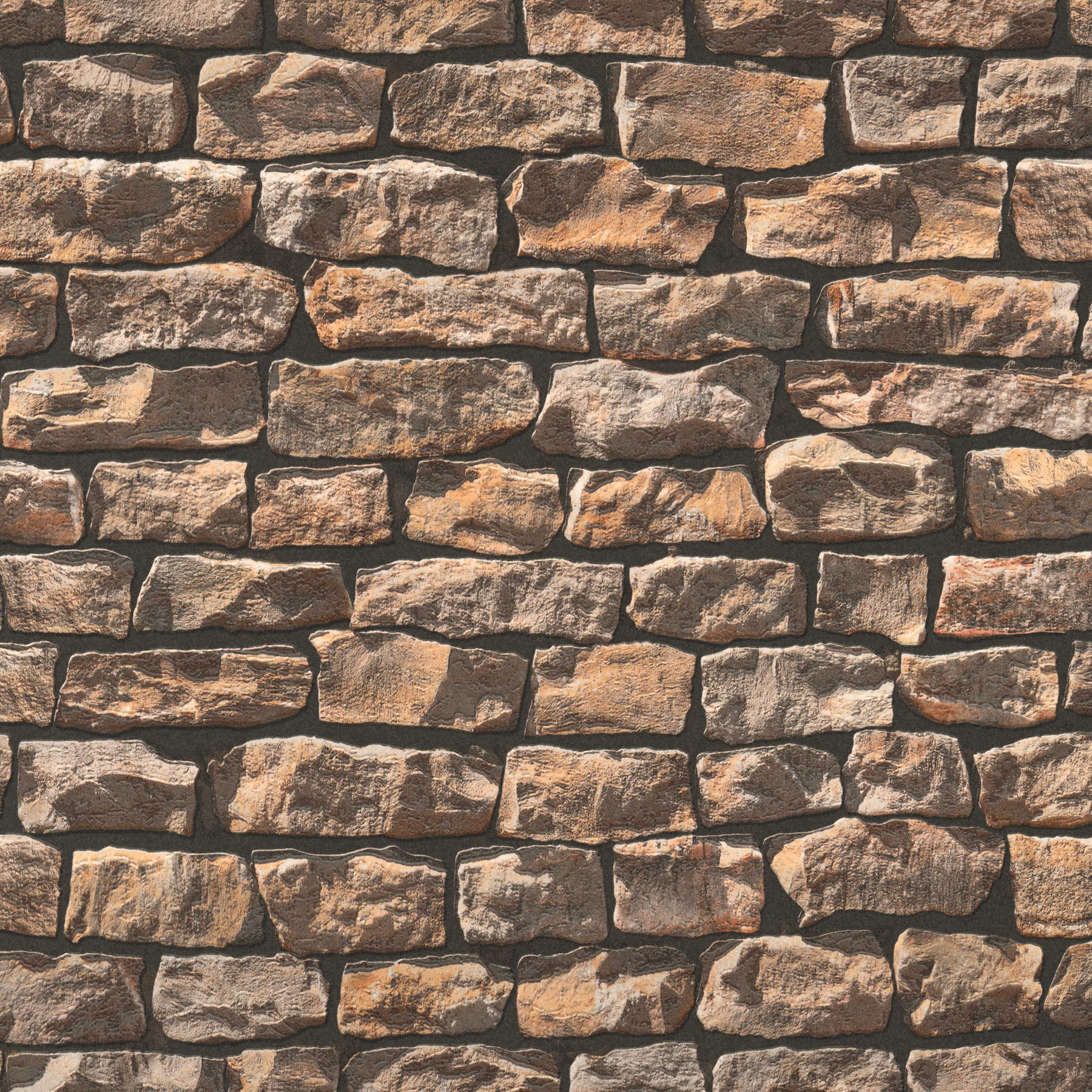             Stone look wallpaper with 3D wall natural stone - brown
        