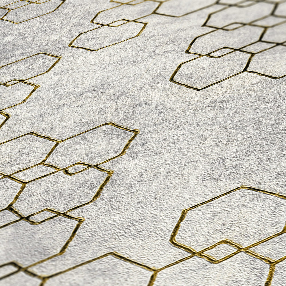             Wallpaper modern design gold & concrete effect - grey, gold
        