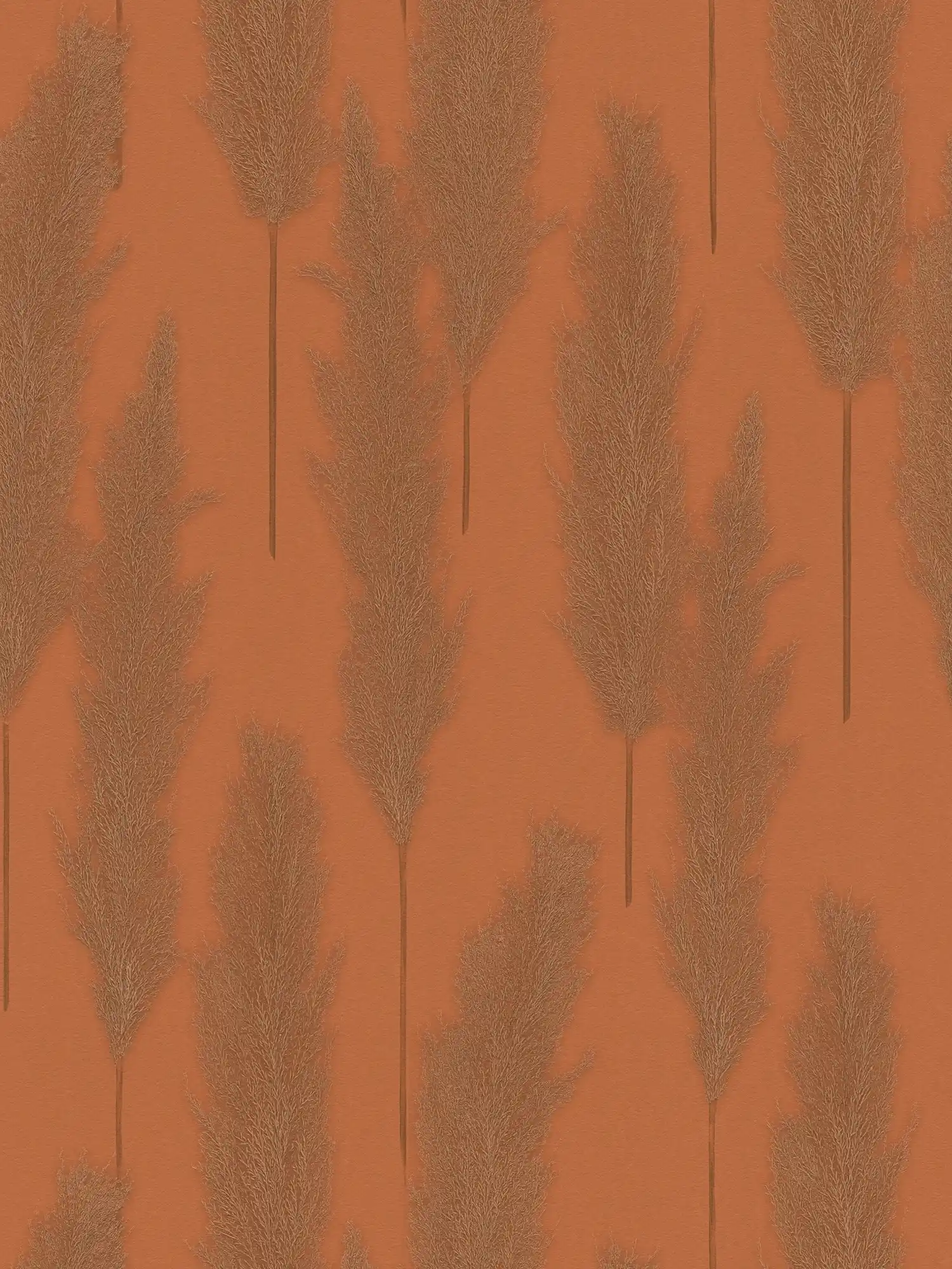 Carta da parati naturale con disegno dell'erba della pampa - marrone, metallizzato
