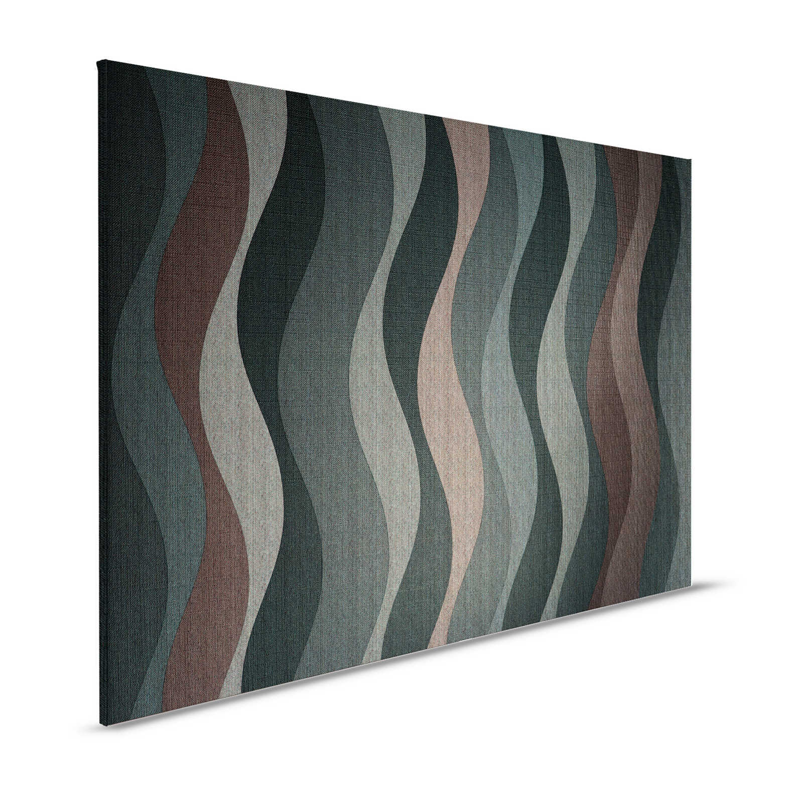 Savoy 1 - Dark Canvas painting Retro Graphic Waves Pattern - 1.20 m x 0.80 m
