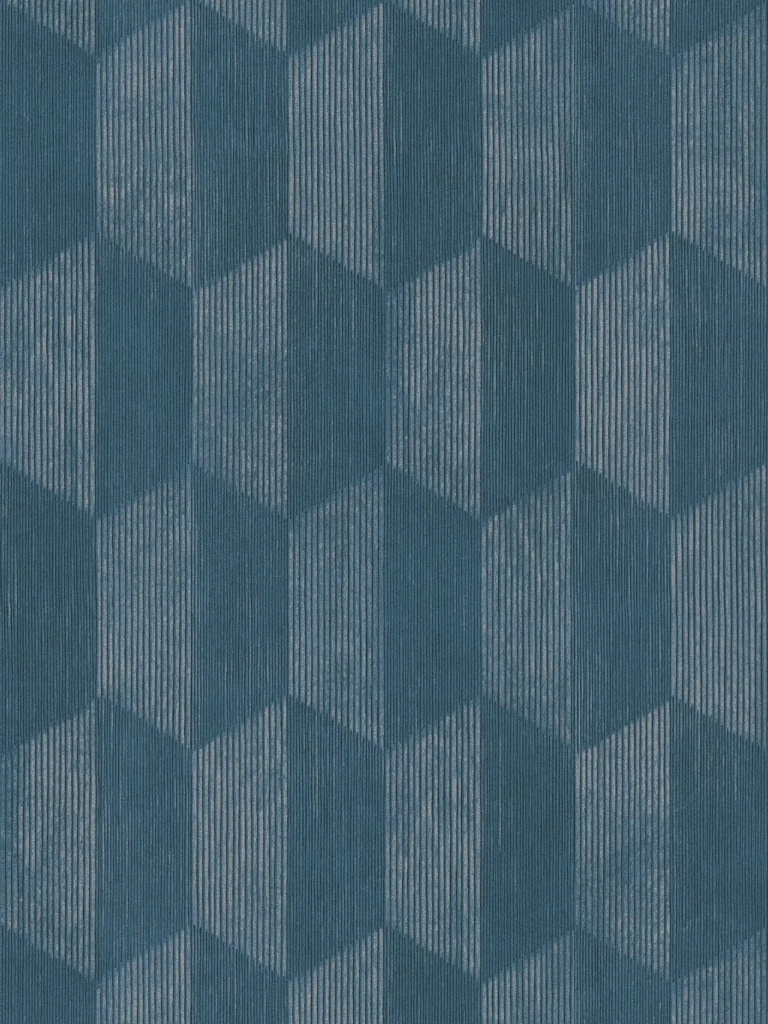 Wallpaper 3D pattern with graphic facets design - blue
