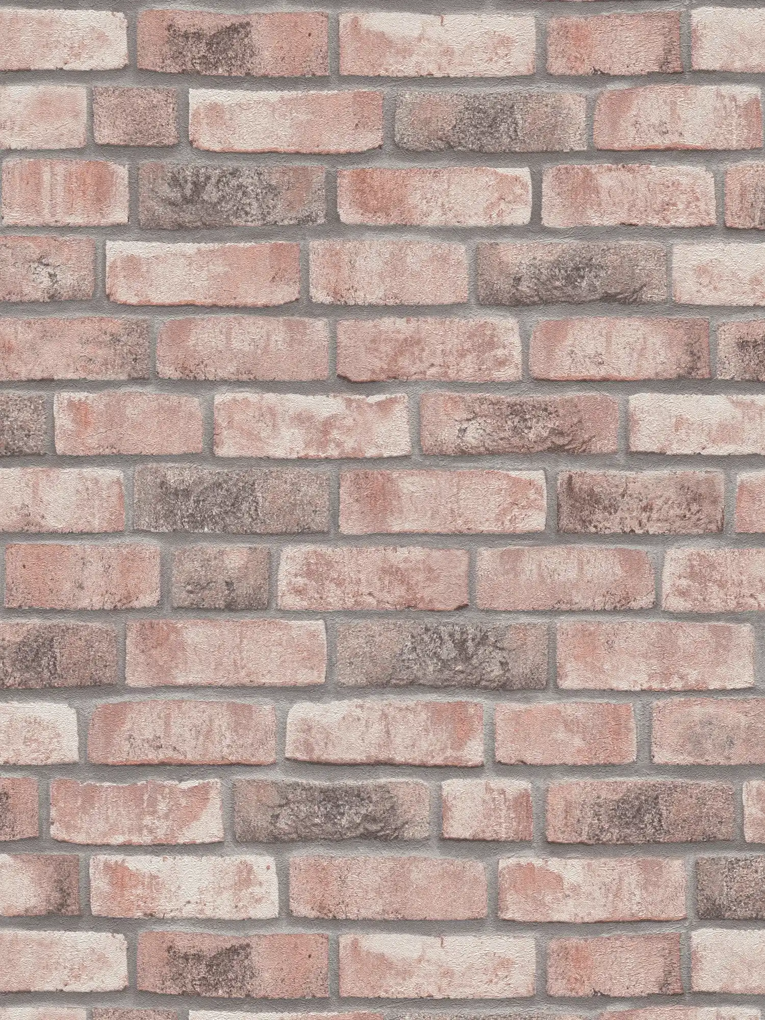 Wallpaper with brick motif - grey, beige
