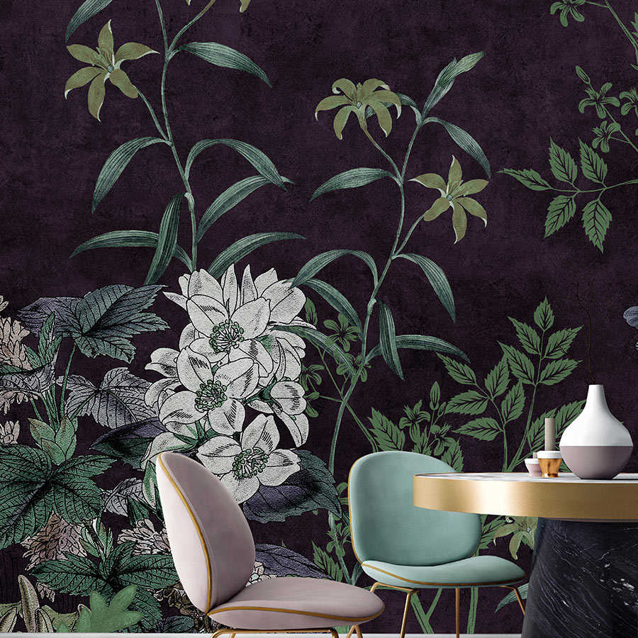         Dark Room 1 - Black Wallpaper Botanical Pattern Green
    
