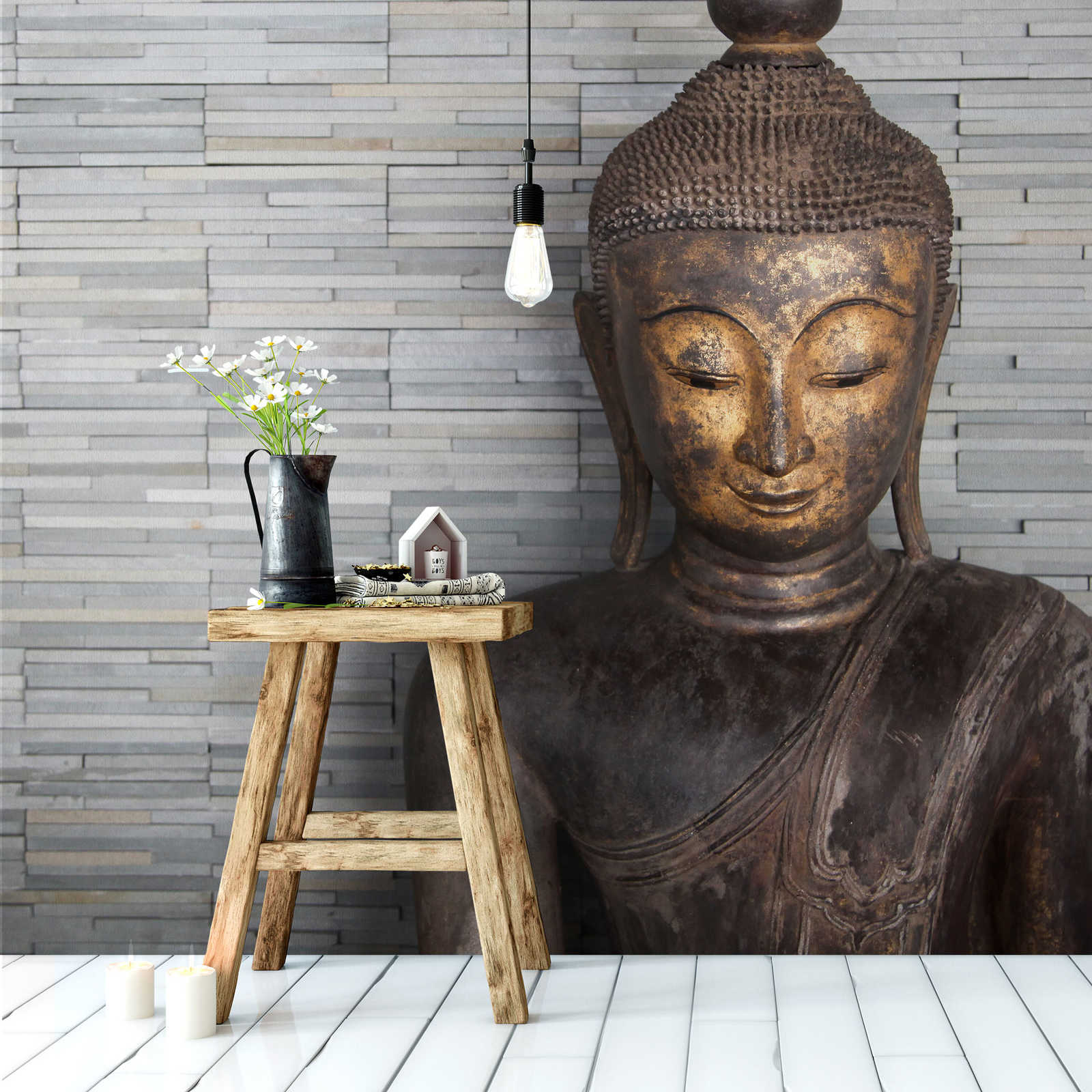             Photo wallpaper Buddha with plain colours
        
