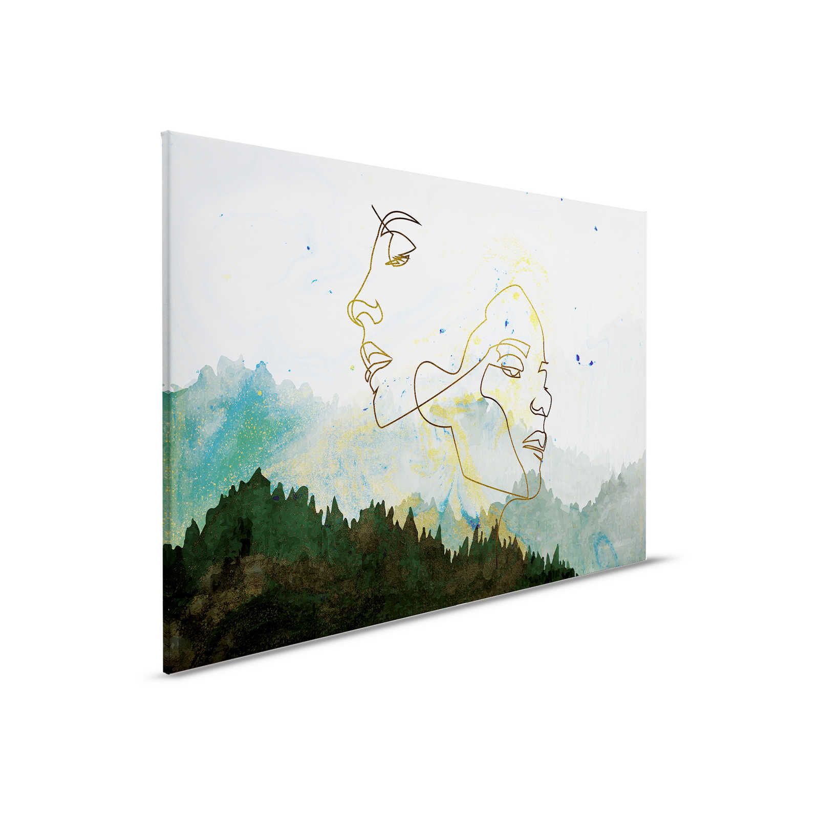         Canvas painting Line Design & Watercolour Landscape - 0.90 m x 0.60 m
    