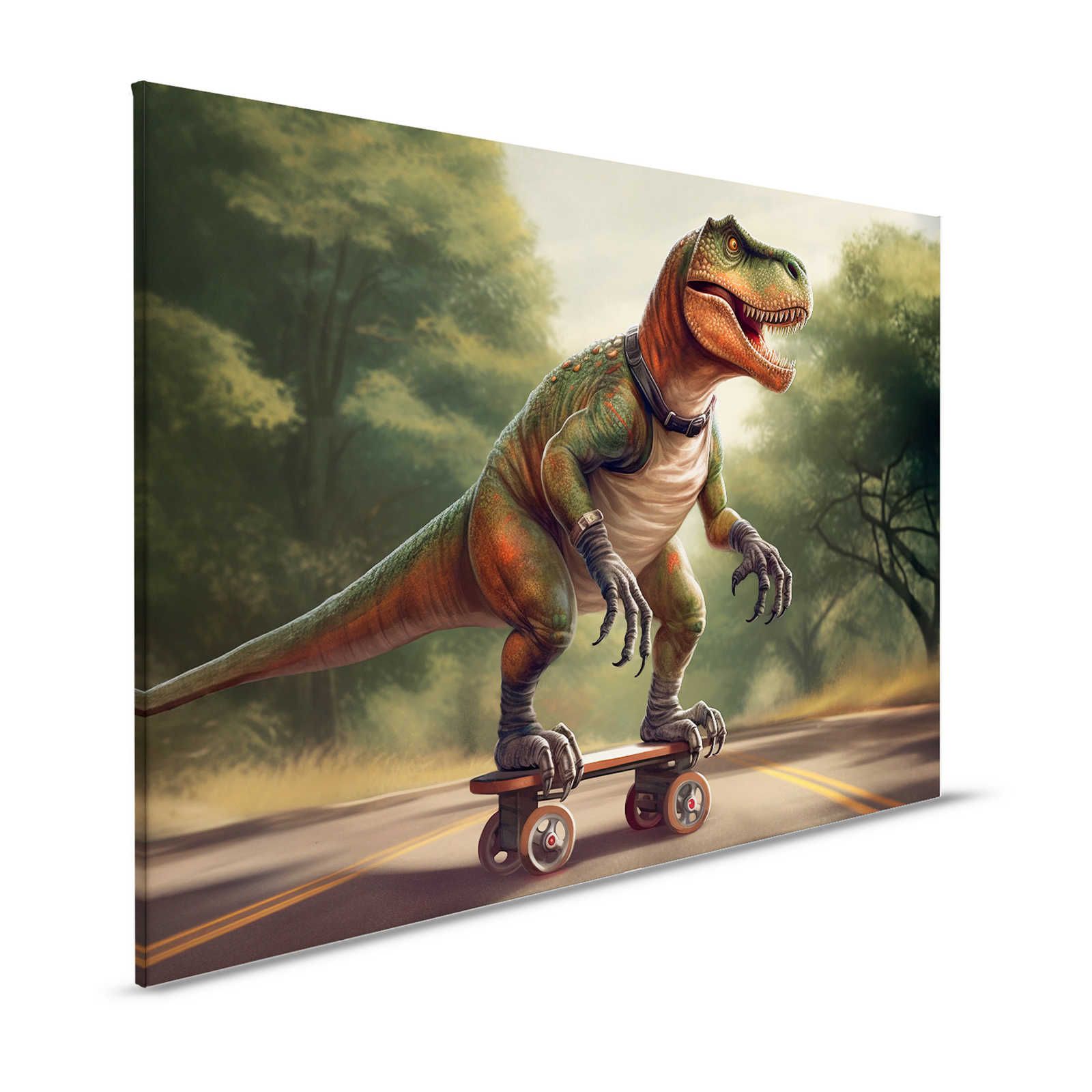 KI Canvas schilderij »skating t-rex« - 120 cm x 80 cm
