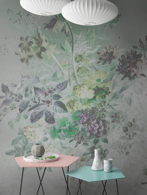             Papier peint panoramique fleurs avec design vintage - Walls by Patel
        
