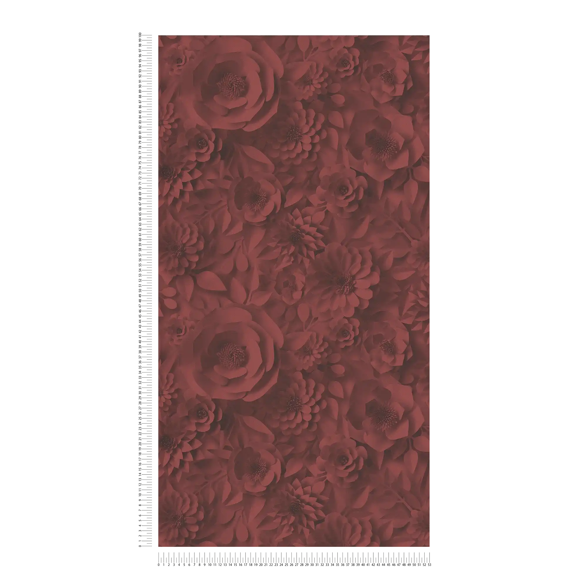             Papel pintado 3D con flores de papel, patrón floral gráfico - Rojo
        