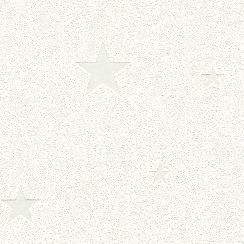             Carta da parati per camerette fosforescenti con stelle luminescenti - bianco
        