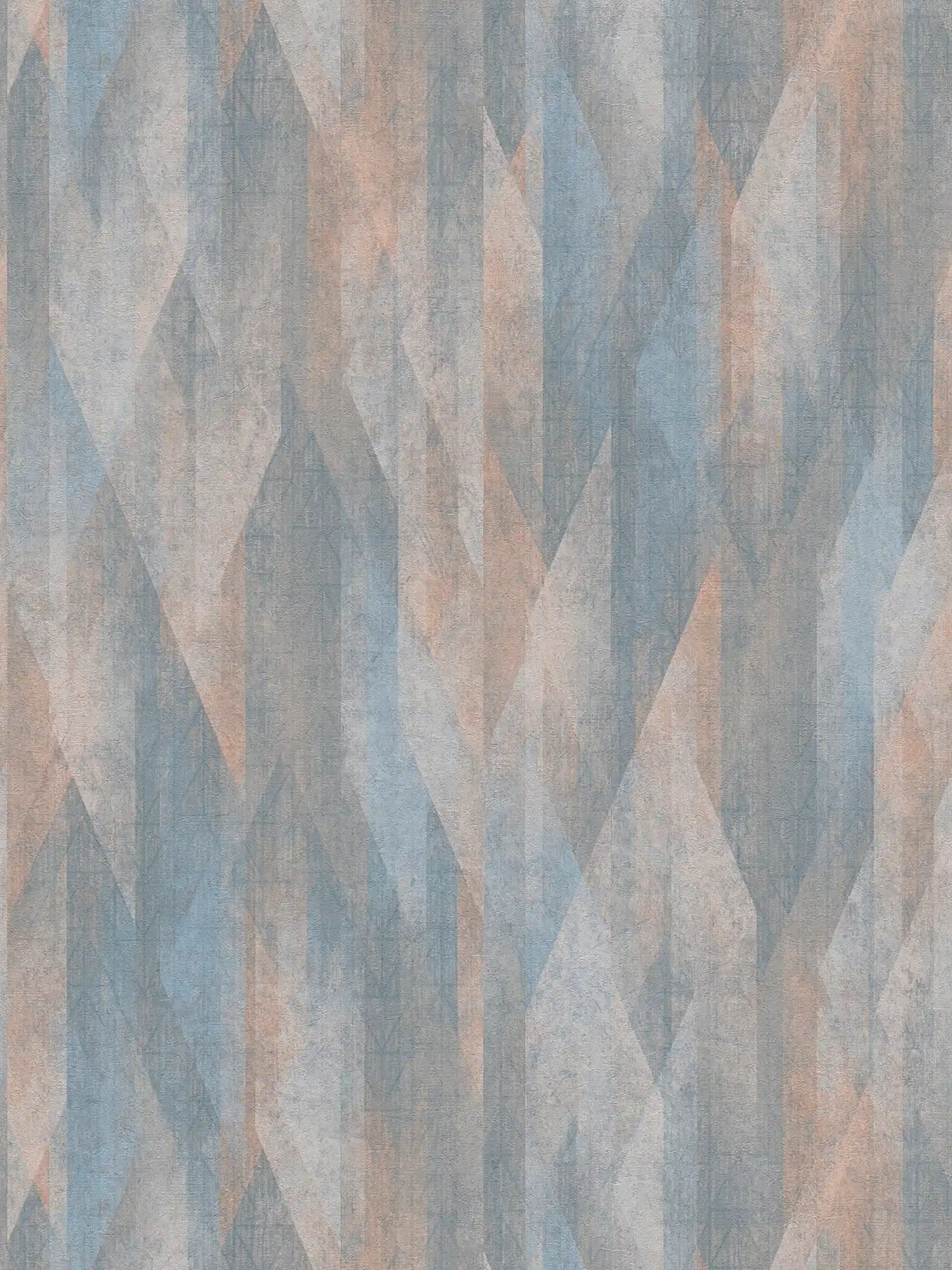 Vintage diamond pattern non-woven wallpaper - blue, beige
