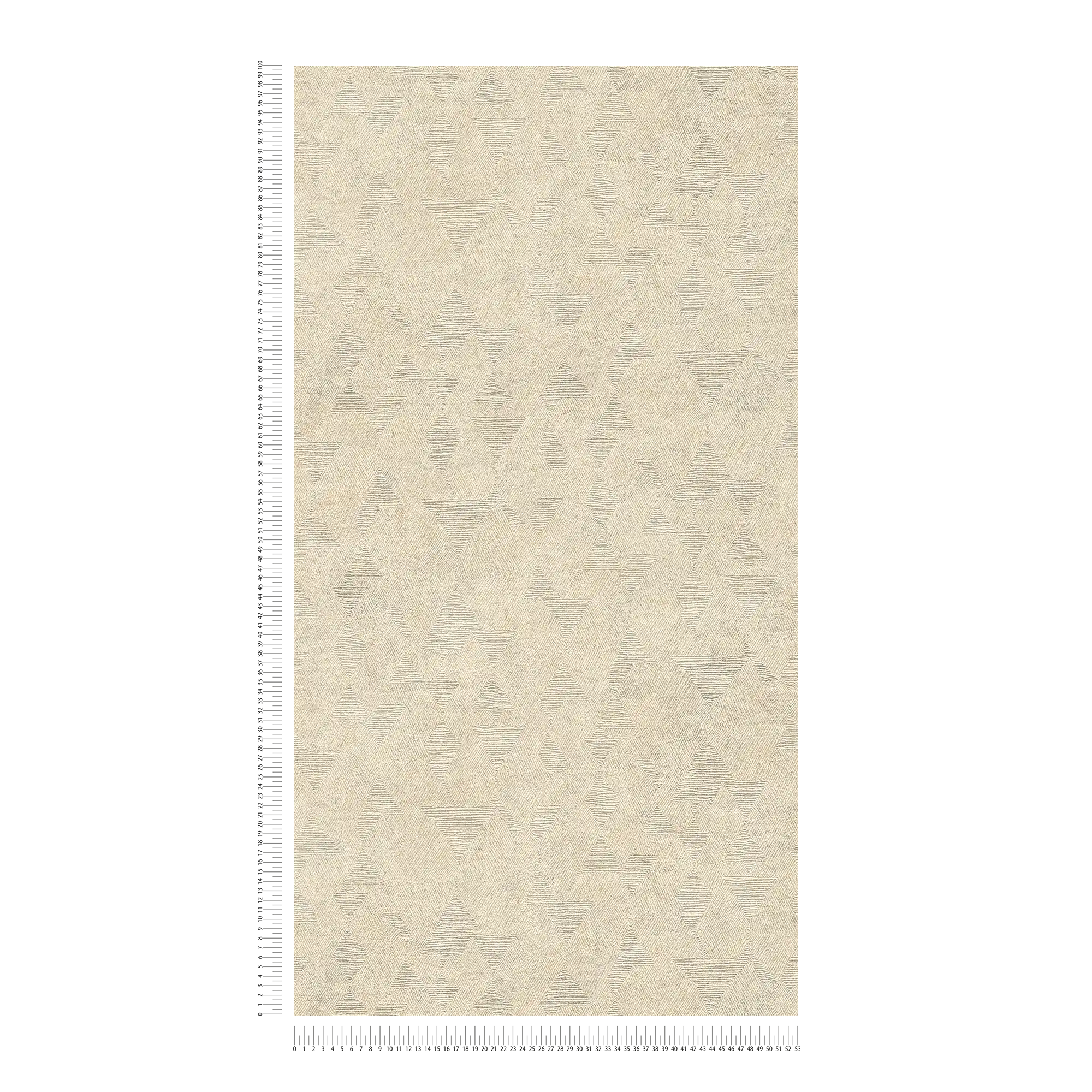             Carta da parati melange con struttura grafica in stile etno - beige, metallizzato
        