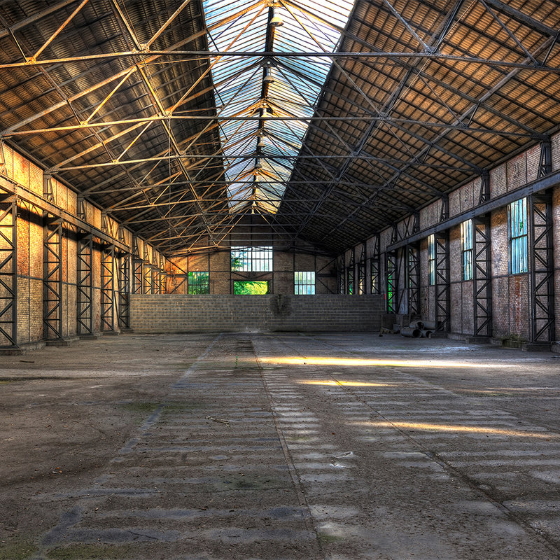         Abandoned industrial hall with 3D effect - grey, yellow
    