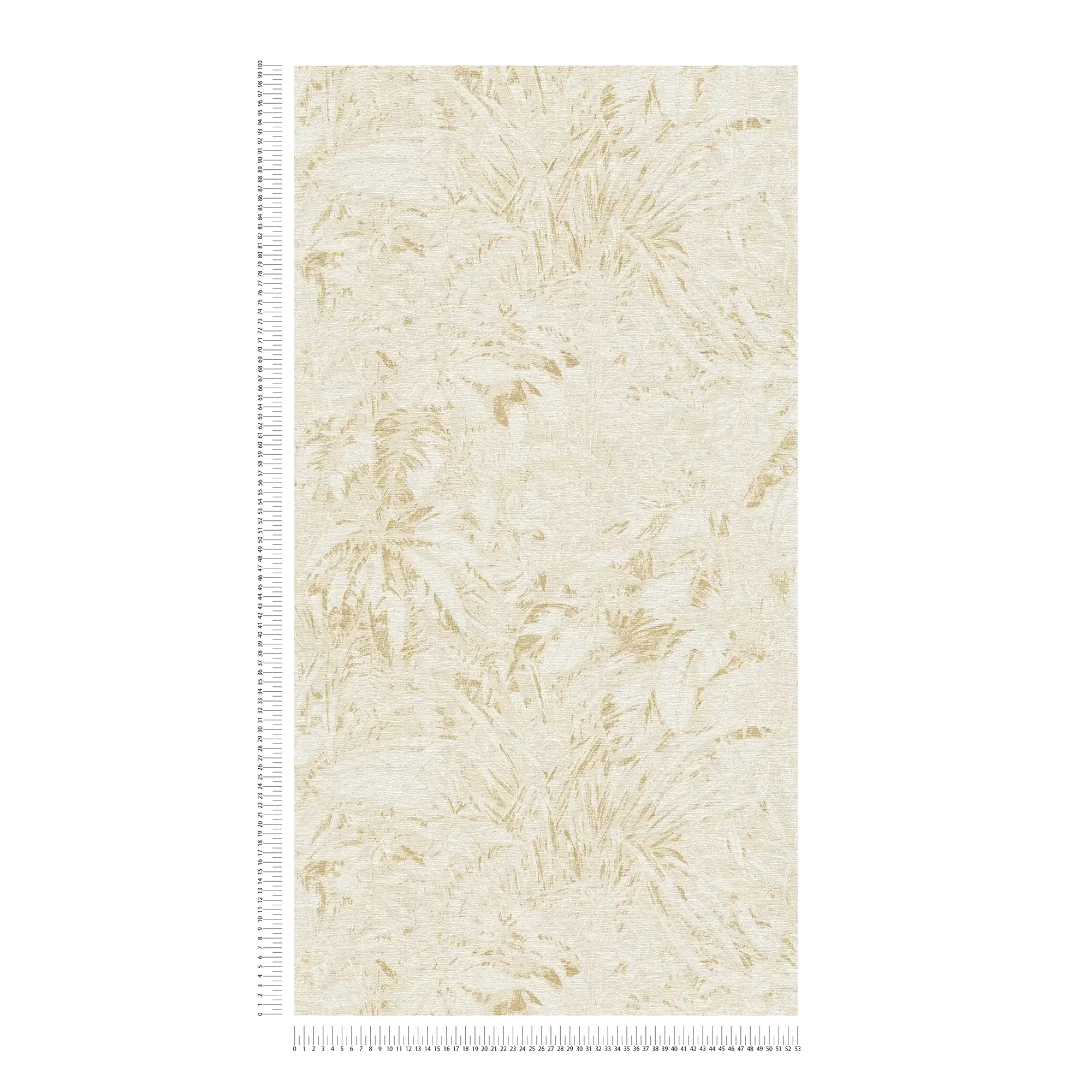             Jungle behang in zachte kleuren met bladmotief - beige, wit, goud
        