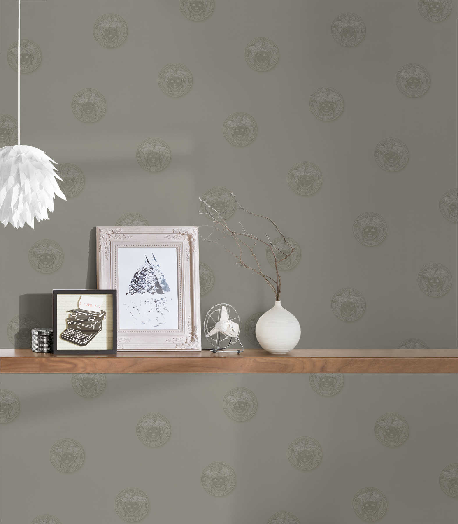             VERSACE wallpaper with Medusa embossed pattern - grey
        