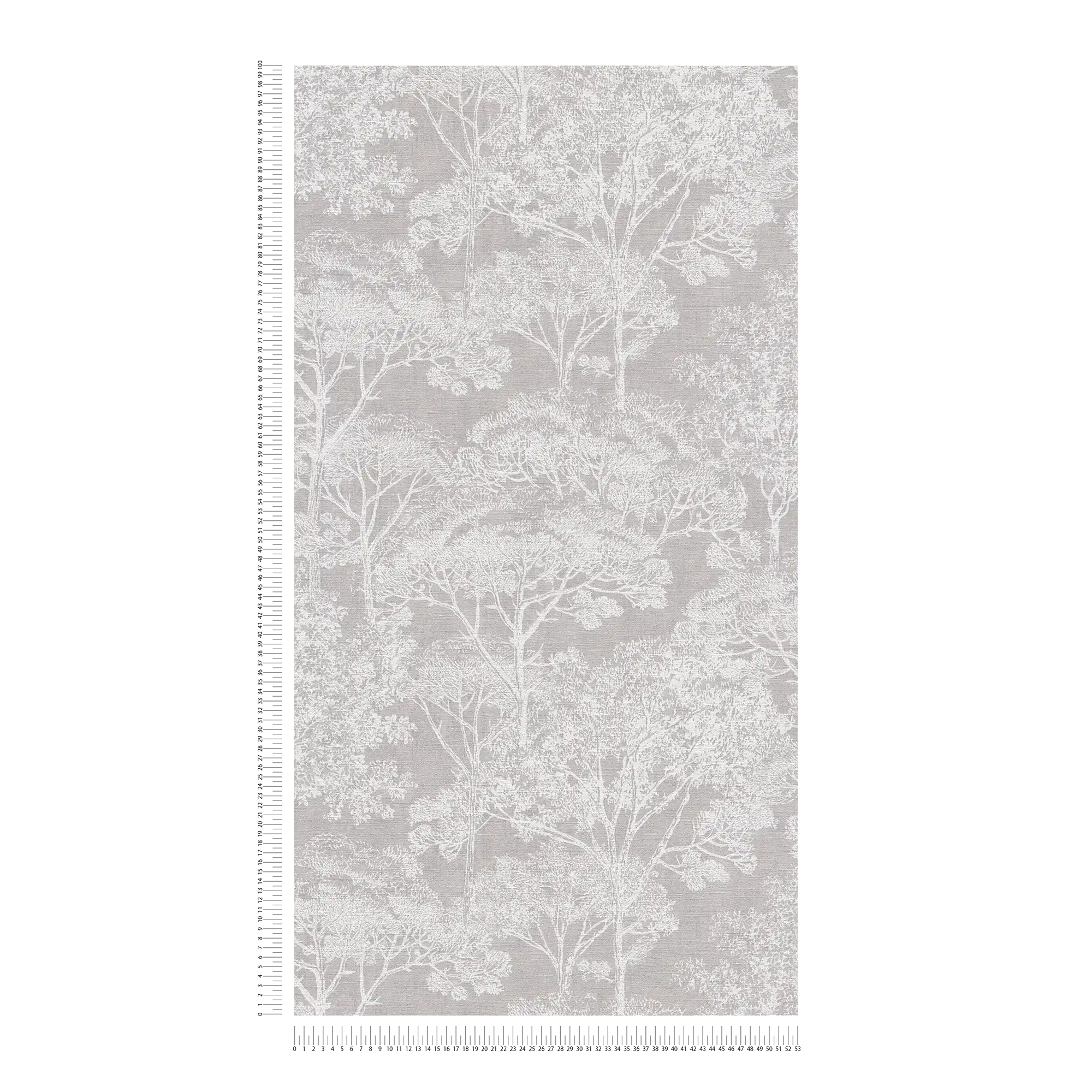             Carta da parati vintage in tessuto non tessuto con motivo ad albero con effetto metallizzato - crema, grigio, metallizzato
        