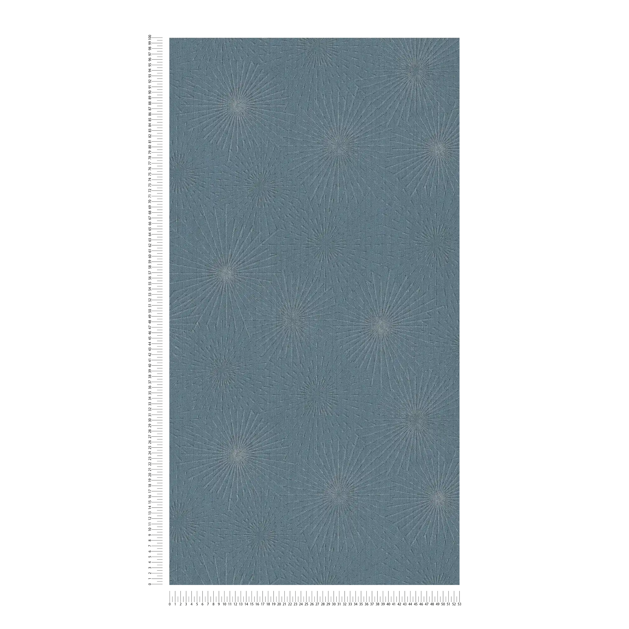             behang retro design starburst - blauw, metallic
        