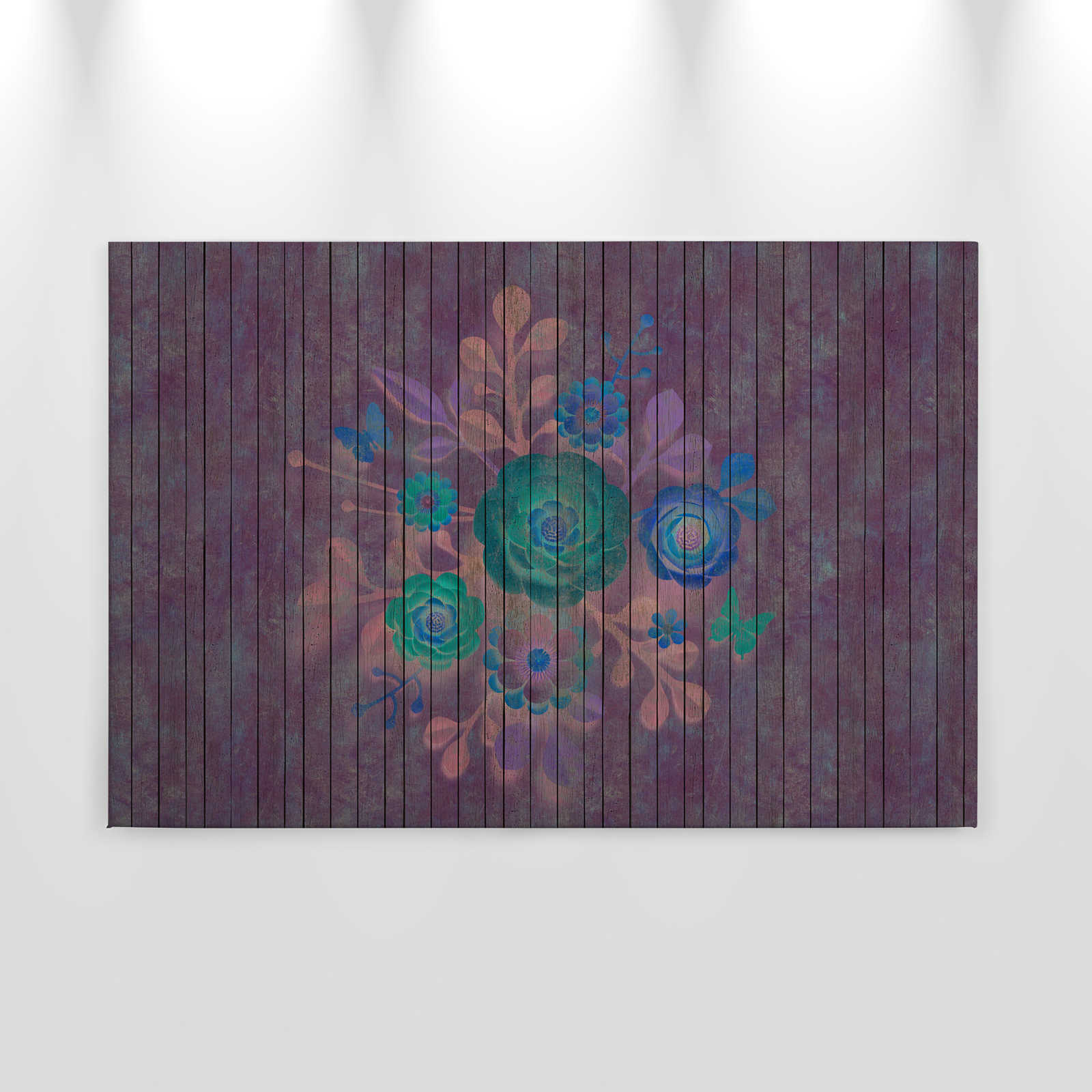             Spray bouquet 1 - Canvas painting with flowers on board wall - Wooden panels wide - 0.90 m x 0.60 m
        