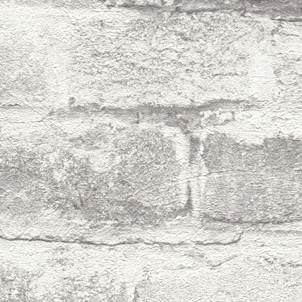             mur de briques papier peint intissé imitation pierre - gris, gris, blanc
        