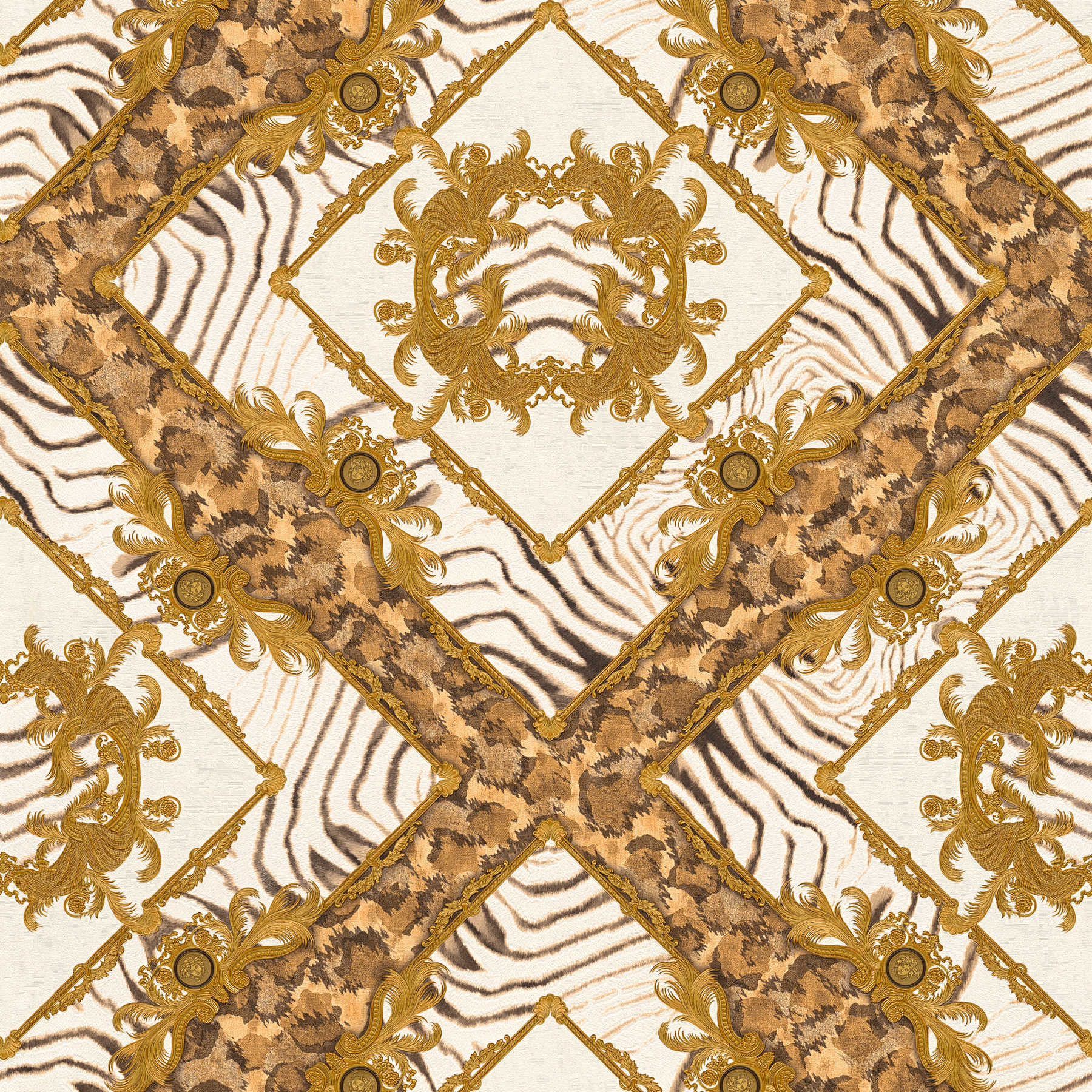         Wallpaper by VERSACE with Animal Print Design - Brown, Cream
    
