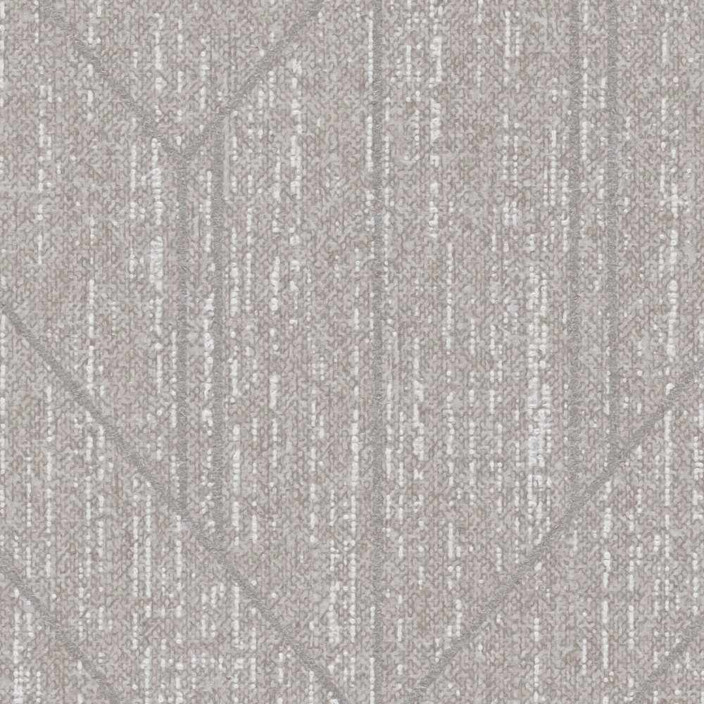             Papel pintado de aspecto textil con diseño de estructura y patrón plateado - gris
        