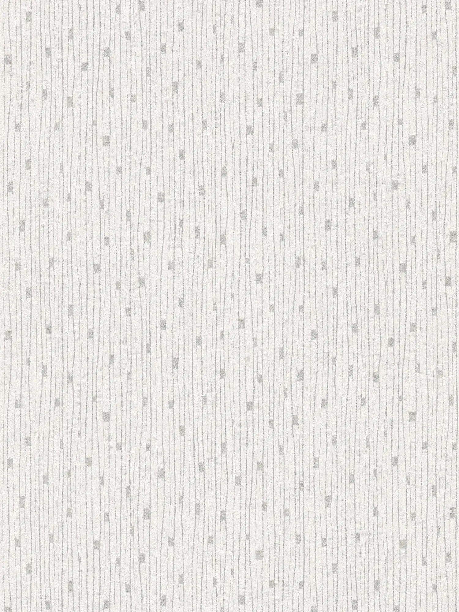 Retro wallpaper 50s line pattern - white, metallic
